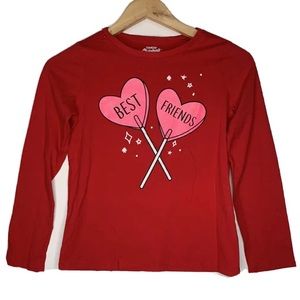 OshKosh B’Gosh Girls Kids Best Friends Tee Shirt Red Long Sleeve Top | Girl L